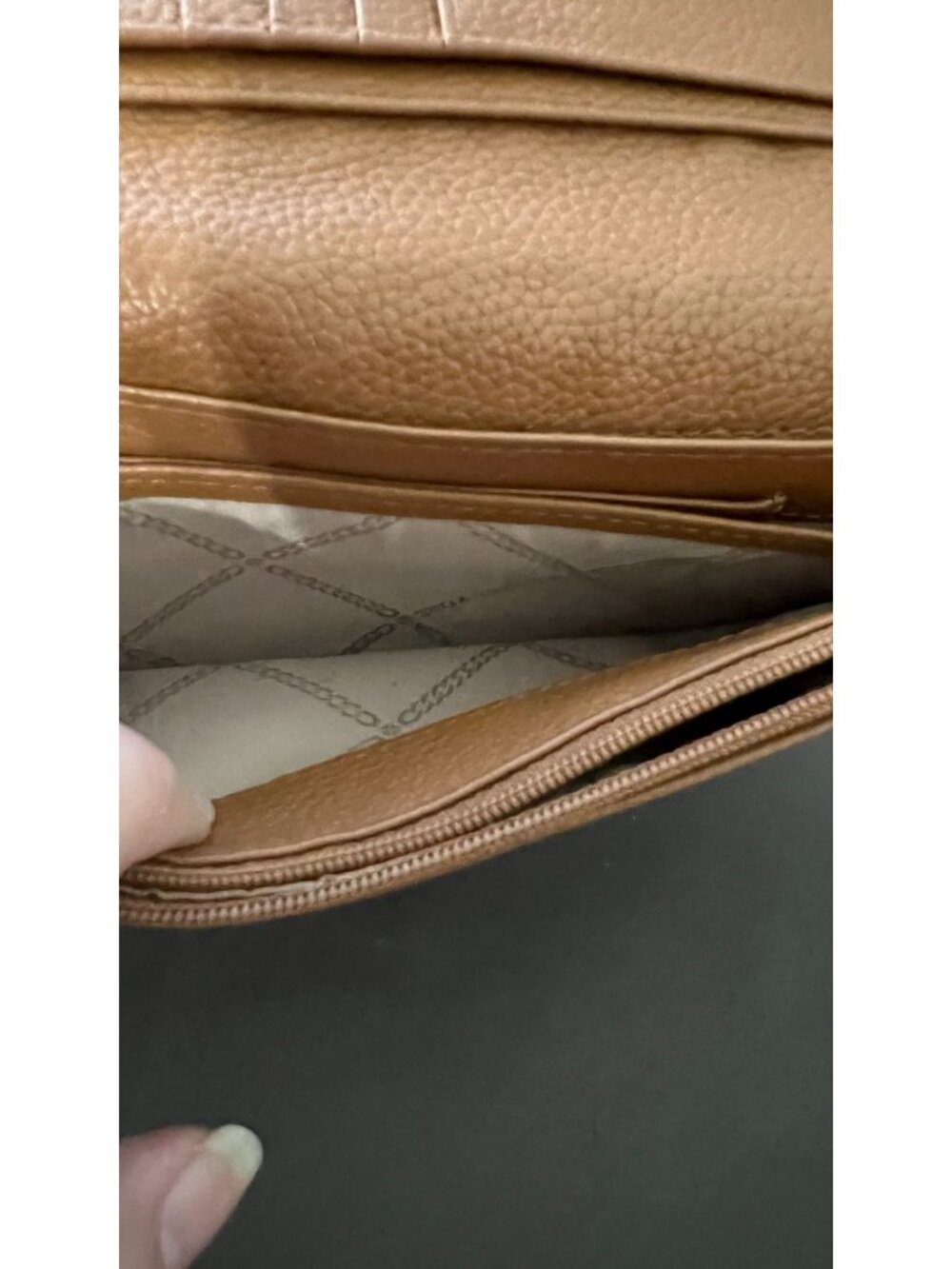 Michael Kors Monogram Wallet-On-Strap Crossbody Tan/White - Picture 12 of 16